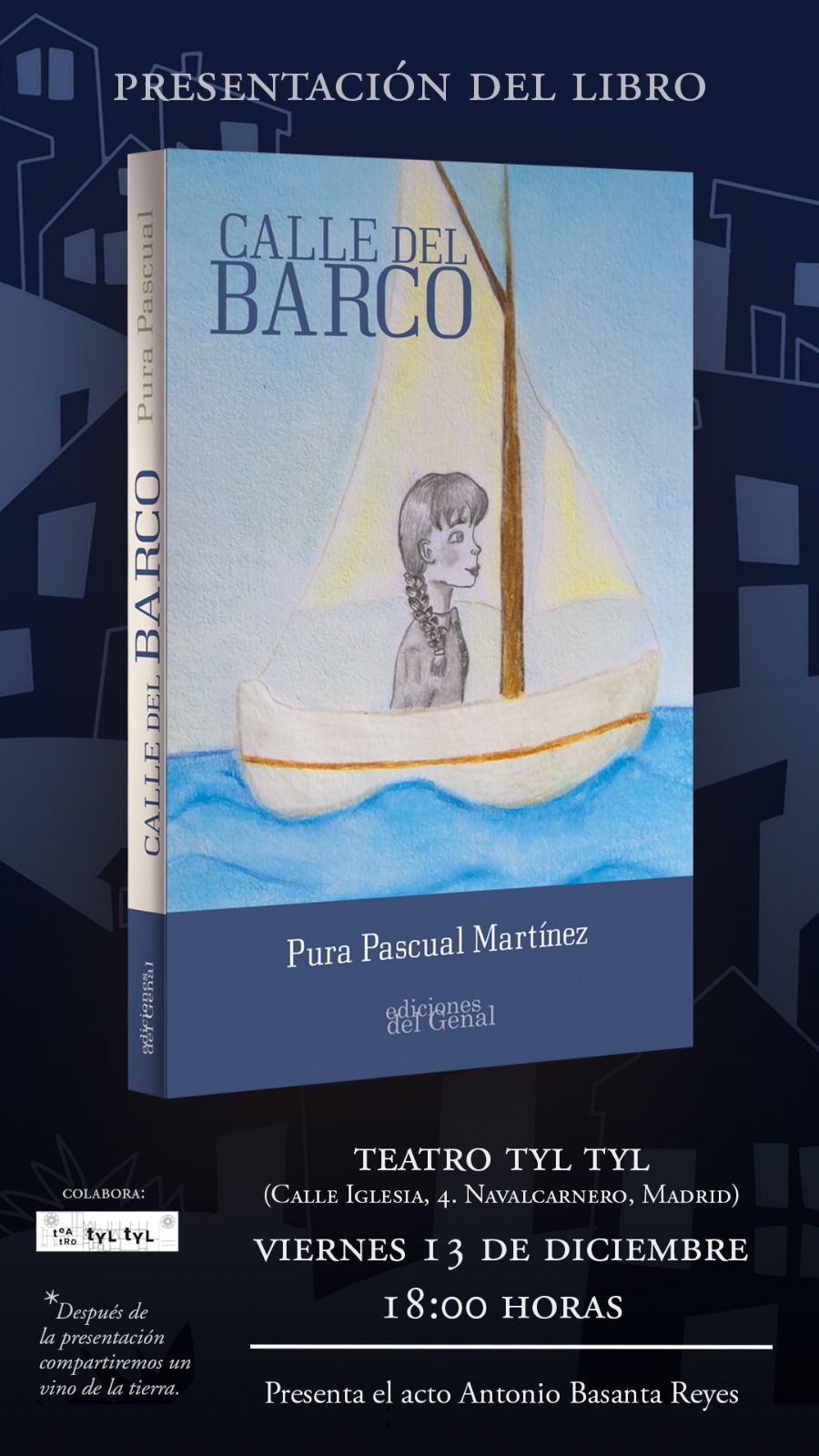 Cartel Presentación del libro "Calle del Barco" por Pura Pascual